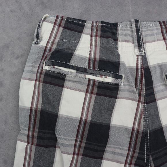 American Eagle Shorts Mens 30 Black Check Plaid Longer Length Uniform Preppy - Picture 9 of 15